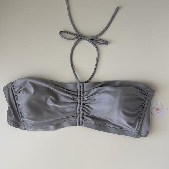 Shade & Shore Gray Ruched Bandeau Bikini Top|High-Waisted Bikini Bottom 2X. NWT - Picture 8 of 15